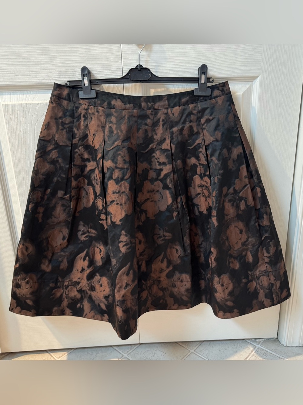 Talbots Floral A-Line Skirt in Black and Brown